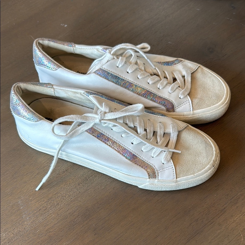 Madewell White Sneakers with Iridescent Accents